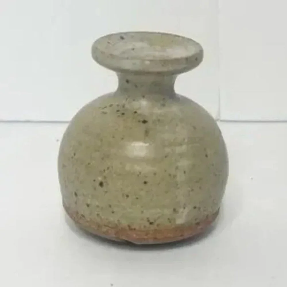 Miniature Studio Pottery Bud Vase Neutral Speckled Tan Brown Handmade Artist Sta